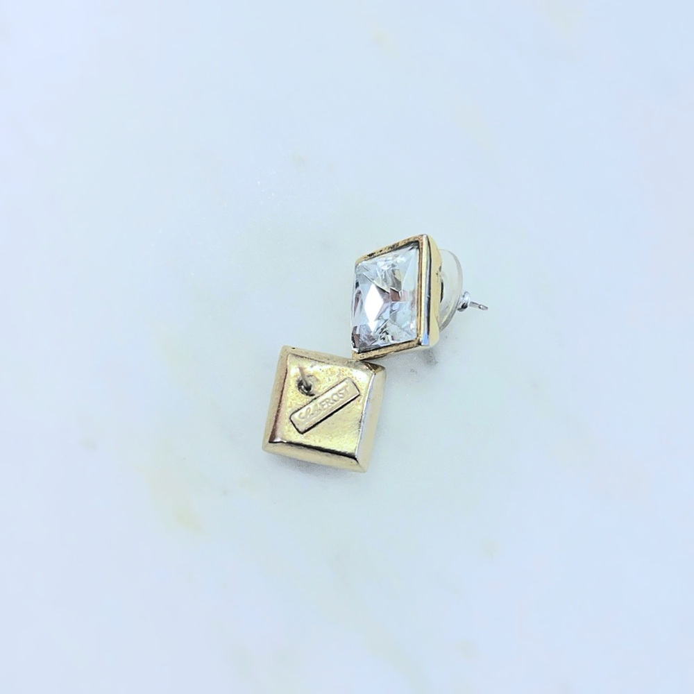 **VINTAGE** Lulu Frost Clear Crystal and Gold Square Stud Earrings